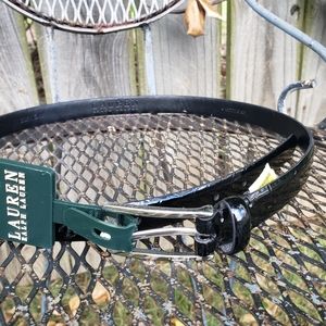 New! Ralph Lauren black patent faux crocodile belt